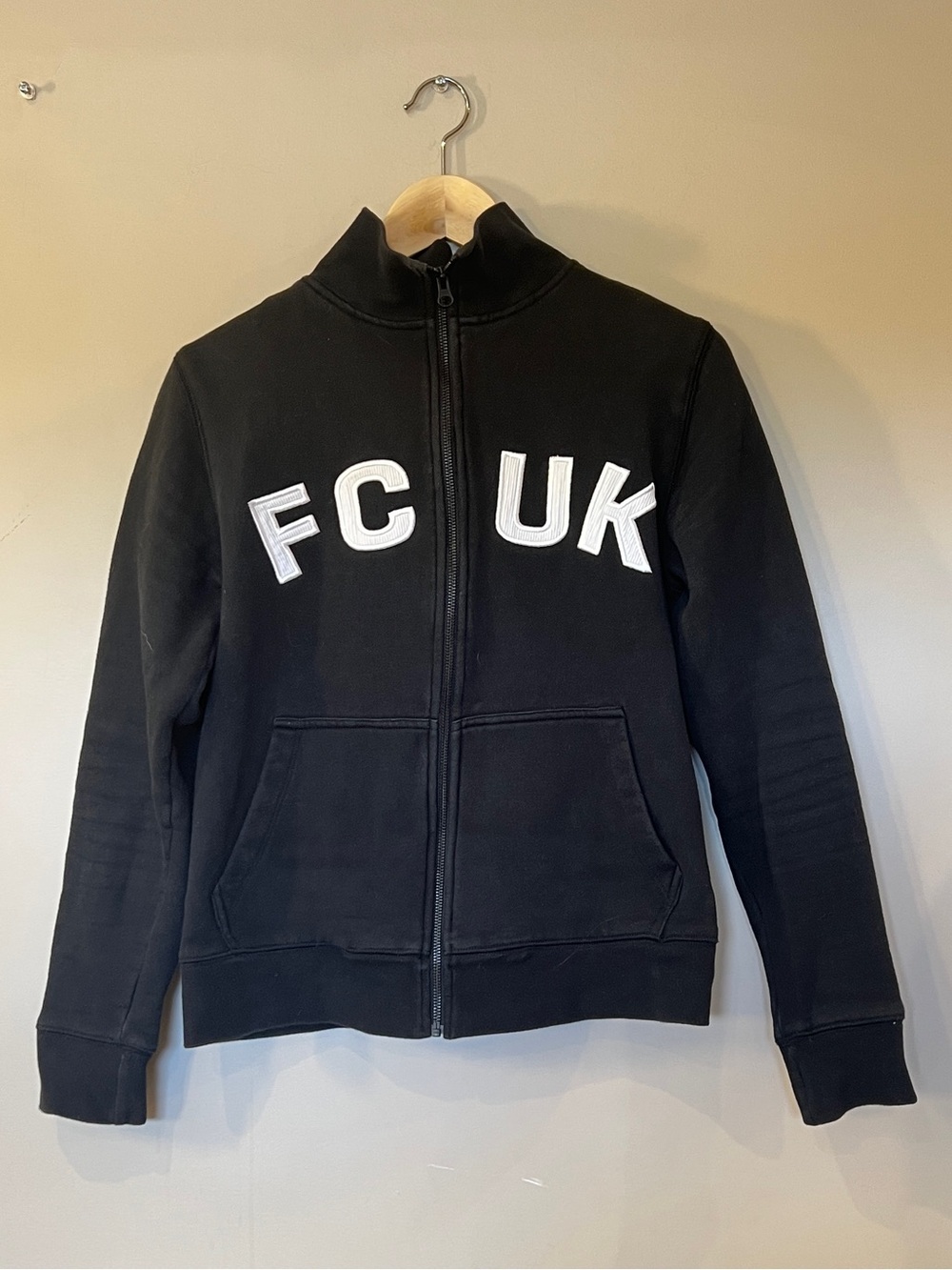 FCUK French Connection Black Full Zip Logo Sweatshirt XS - Picture 2 of 7